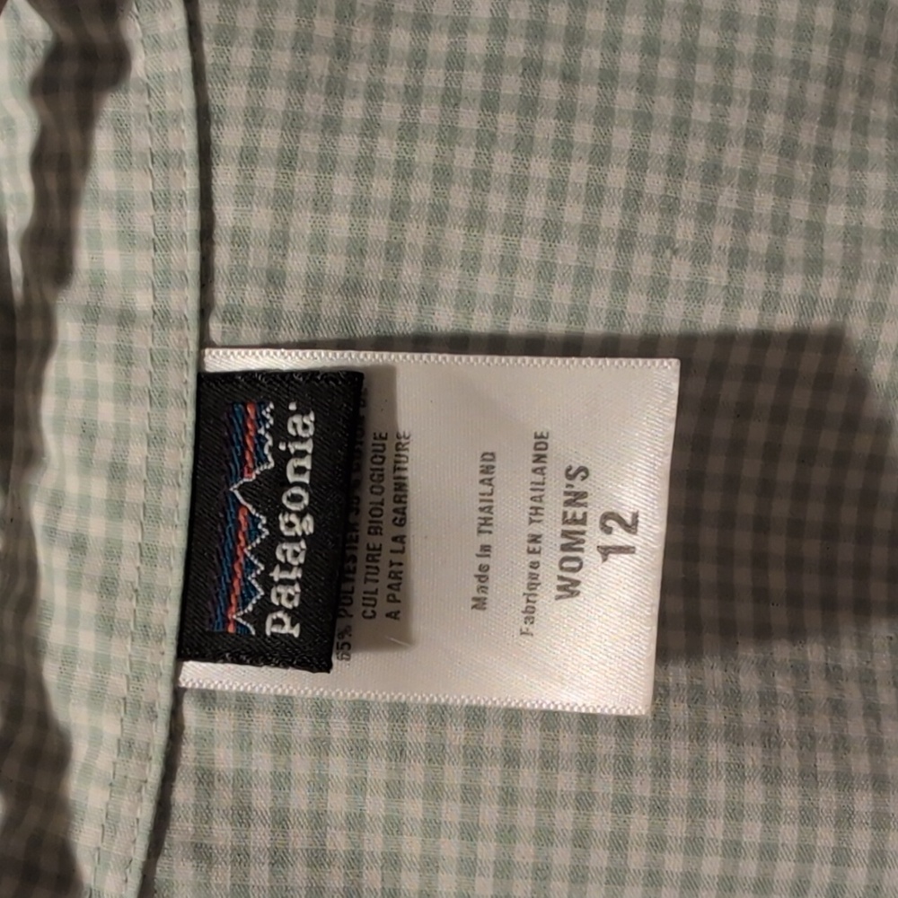 Patagonia Green Checkered Short Sleeve Shirt Organic Cotton Blend - Picture 2 of 8